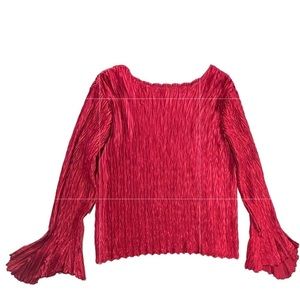 𝅺libra Red Bell Sleeve‎ Textured Blouse Women’s Size XL